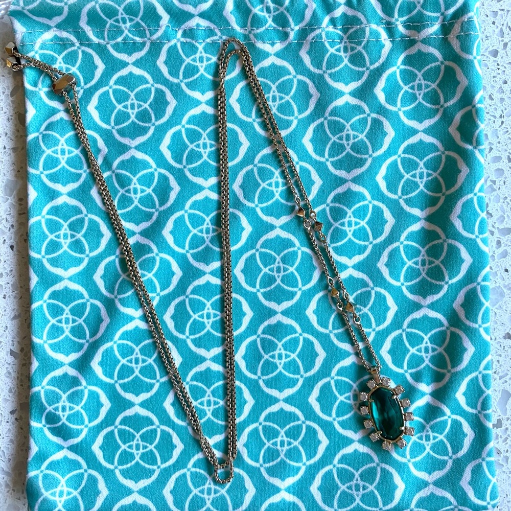 Kendra Scott Brett Necklace Green Glass Gold